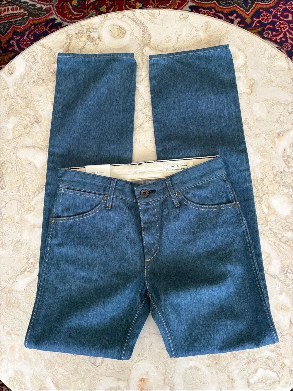 NWT Rag & Bone Handmade USA Japanese Selvedge Raw Denim Straight Jeans Unisex